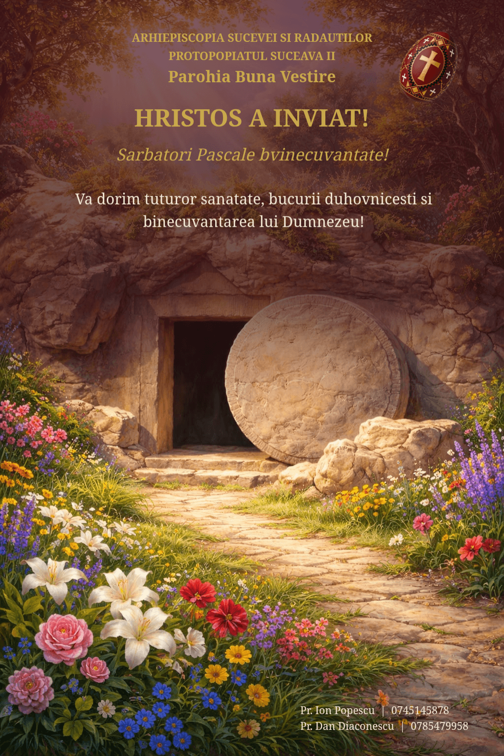 Calendar liturgic săptămânal cu cruce